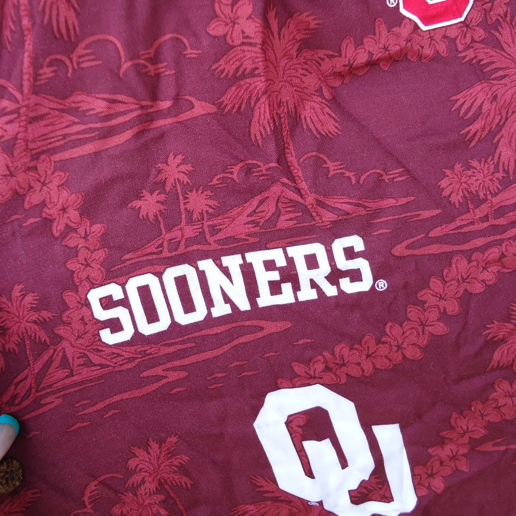 Reyn Spooner Oklahoma Sooners Ou Hawaiian Button Front Shirt Rayon L Football